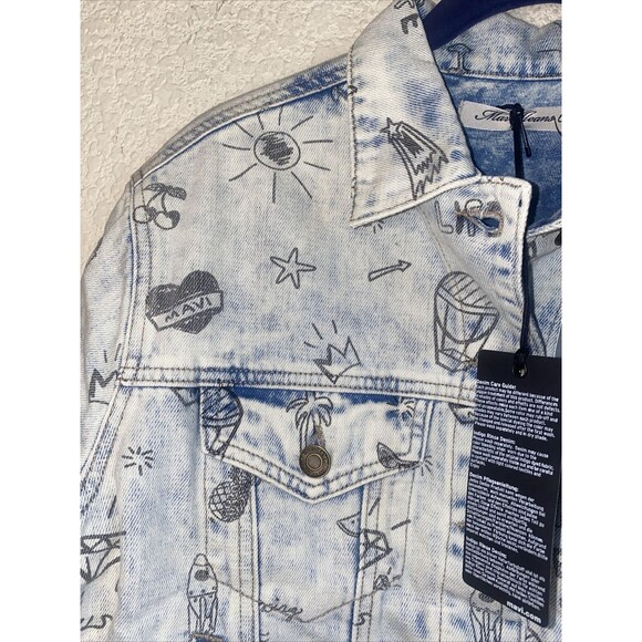 new Mavi jean jacket Art comic retro disco S Y2k 90s 80s charm city fun - Picture 2 of 10